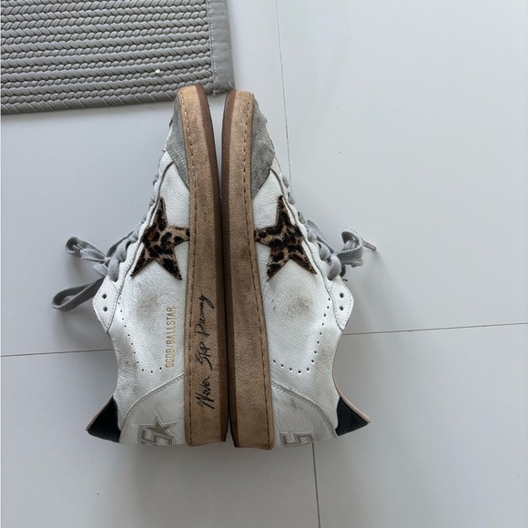 Golden Goose White and Gray Sneakers with Leopard Accent - Picture 3 of 8